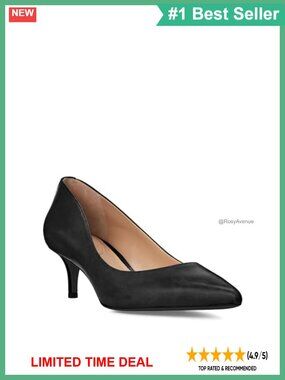 Pointy Toe Kitten Heel Pumps Full-Grain Leather Slip-On